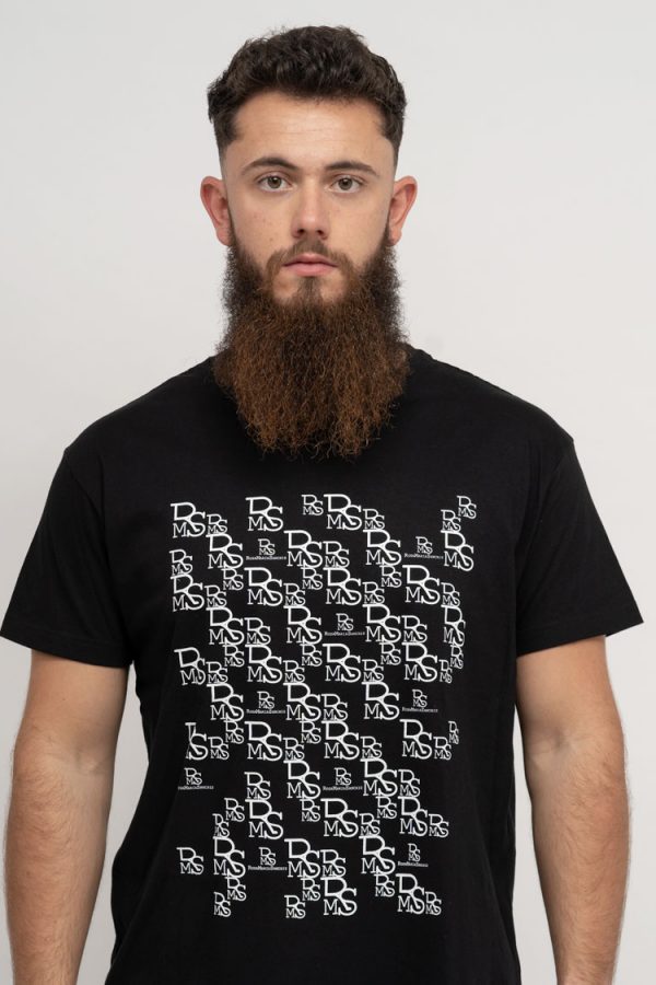 Camiseta RMS hombre negra con letras blancas