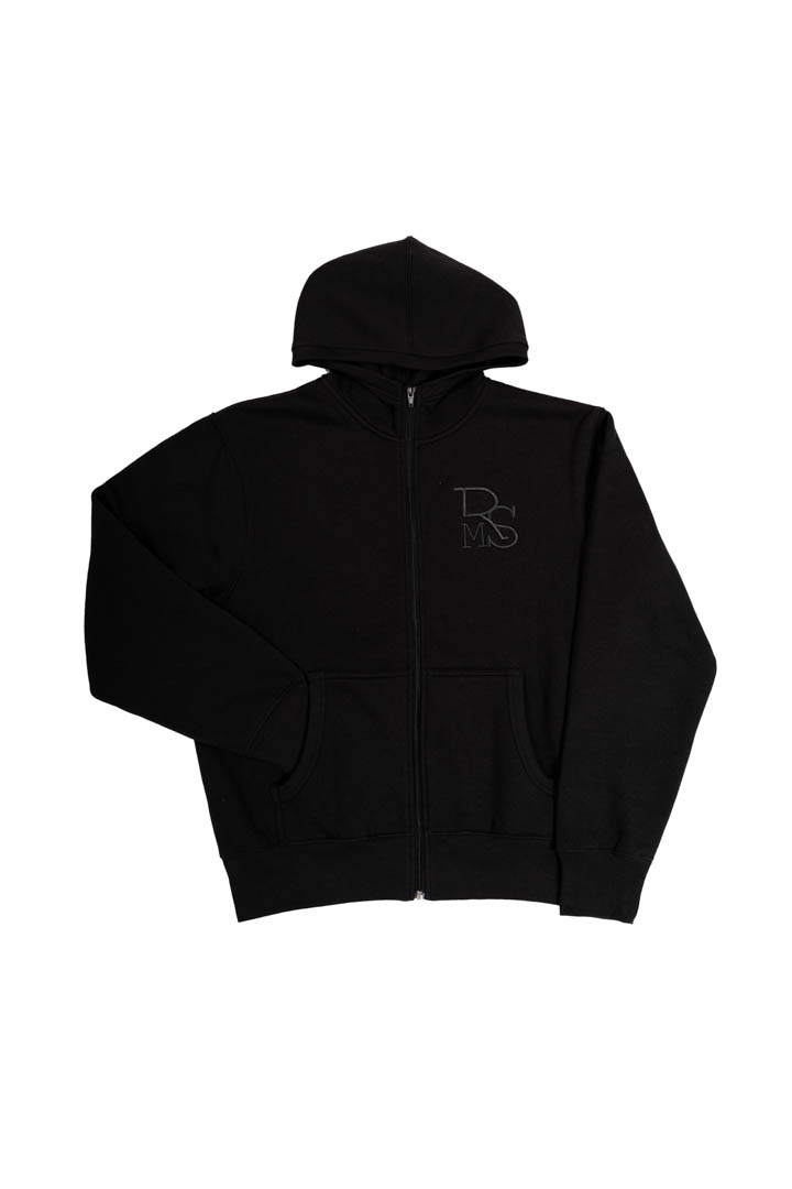 Sudadera negra con capucha y cremallera